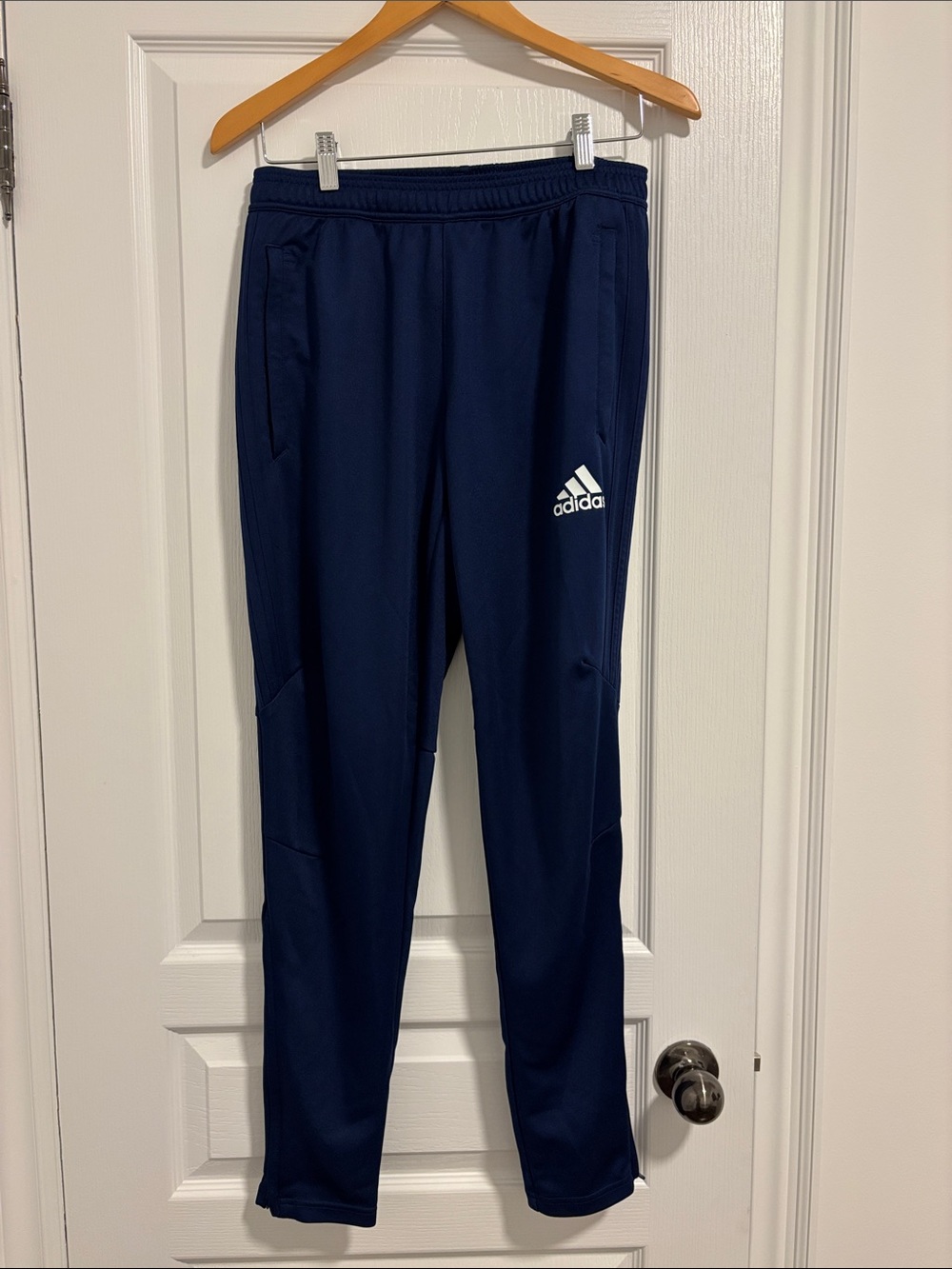adidas Navy Blue Athletic Track Pants with White Logo